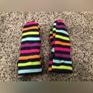 Rainbow striped mittens from Lands’ End!
